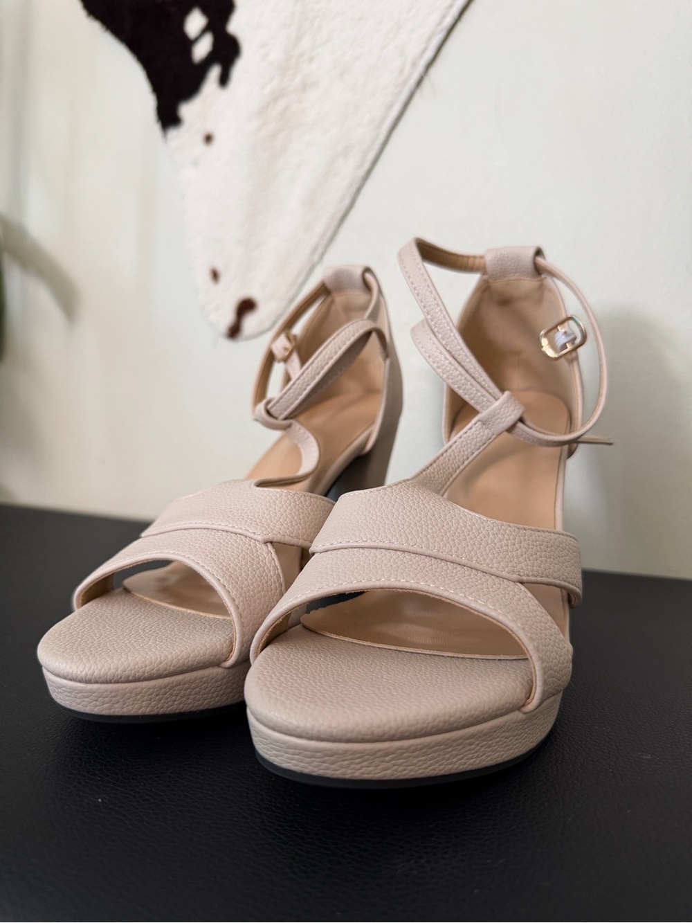 SHEIN Blush Platform Ankle-Strap Sandals